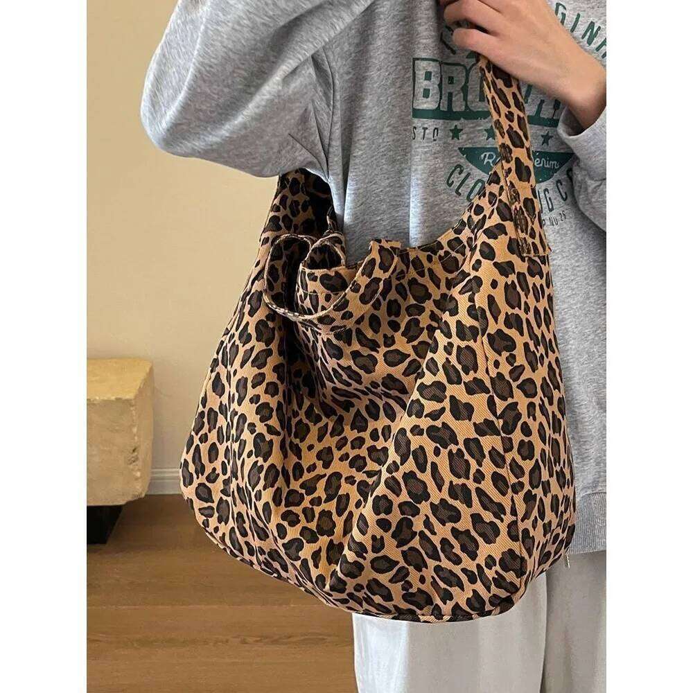 Oversized Canvas Shoulder Bags For Women Leopard Prints Large Capacity Shopper Totes 2025 Summer Beach Luxury Designer Handbags XJ260306
