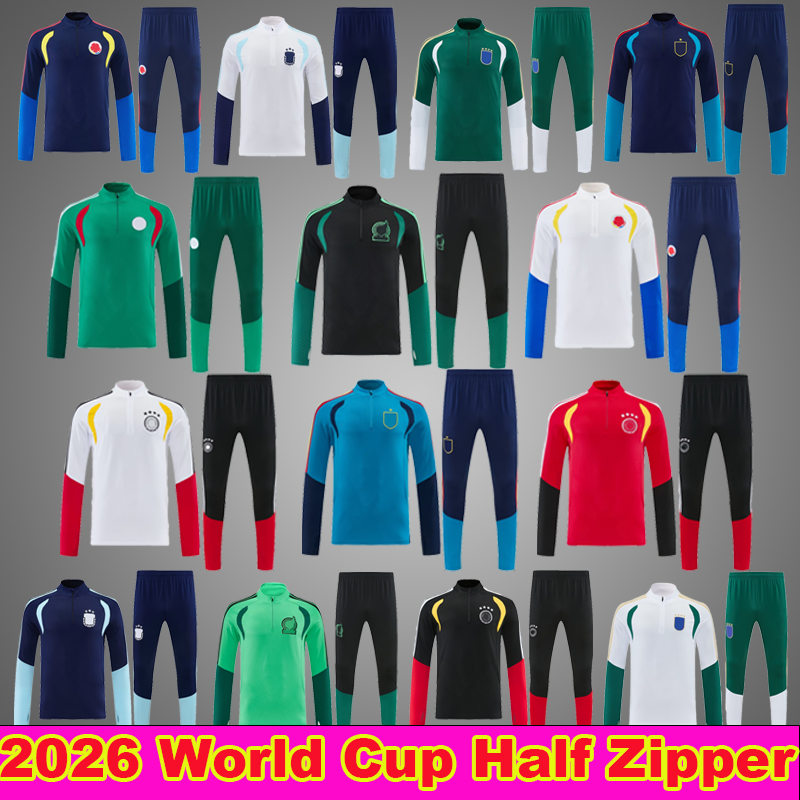 2026 World Cup France Italy Algeria football jerseys Spain full set men 26 27 Brazil Germany Argentina football training suit half pull long sleeve chandal futbol
