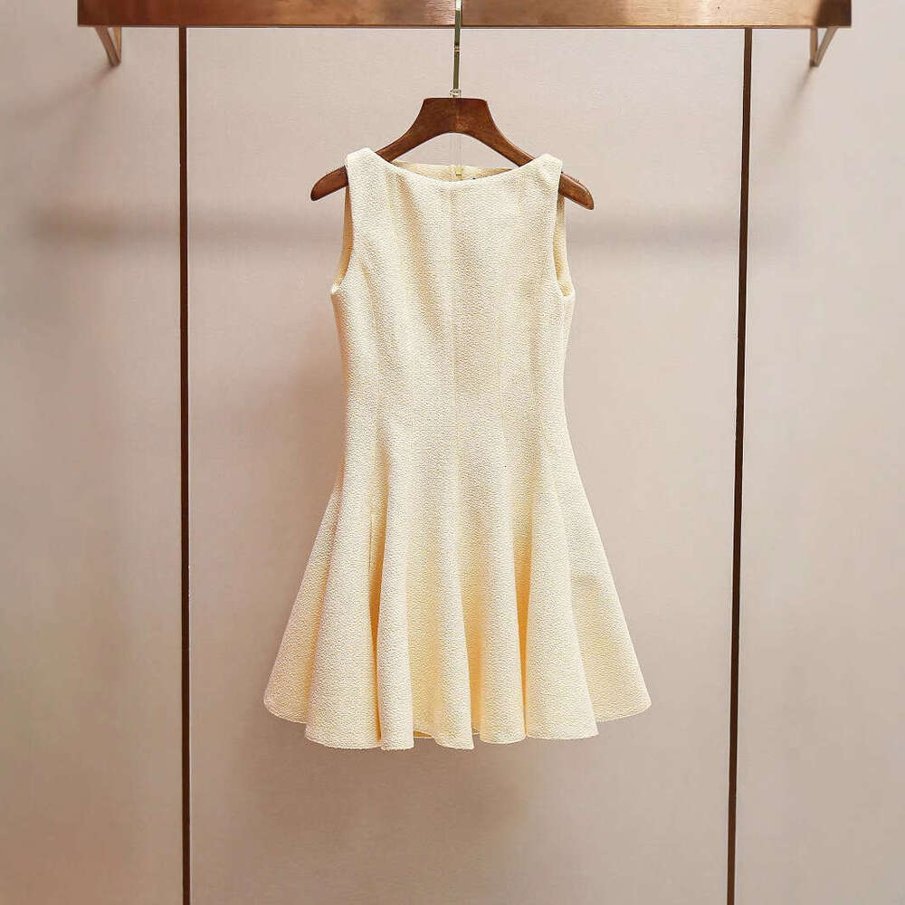 2026 Spring and Summer New Korean Sweet Celebrity Style Elegant Twill Waist Strap Sleeveless Women's Short Tank Top Dress