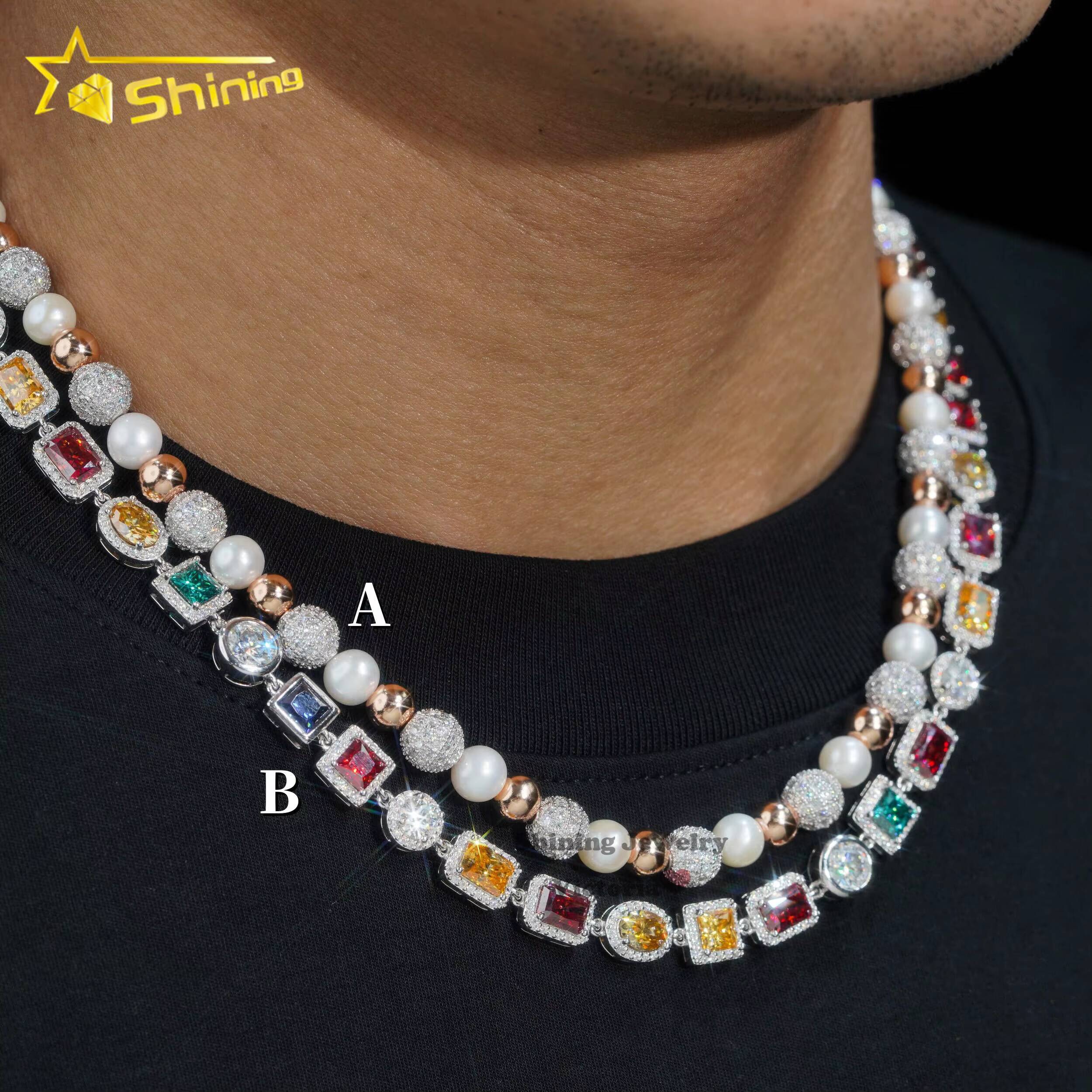 Rapper Jewelry 8mm 10mm Hip Hop Necklace Sterling Silver Vvs Moissanite Diamond Link Chain Moissanite Jewelry for Man Women