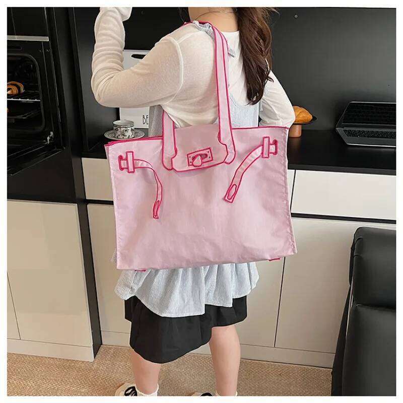Stylish Design Solid Color Embroidery Shoulder Bags 2025 New High Quality Soft Nylon Large Capacity Sewing Thread Handbags XJ260306