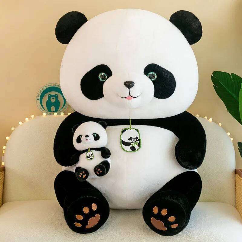 1pc 28cm/11.02in Cute simulated panda plush toy children's sleeping rag for girls children soothing gift doll R260908 - view 3