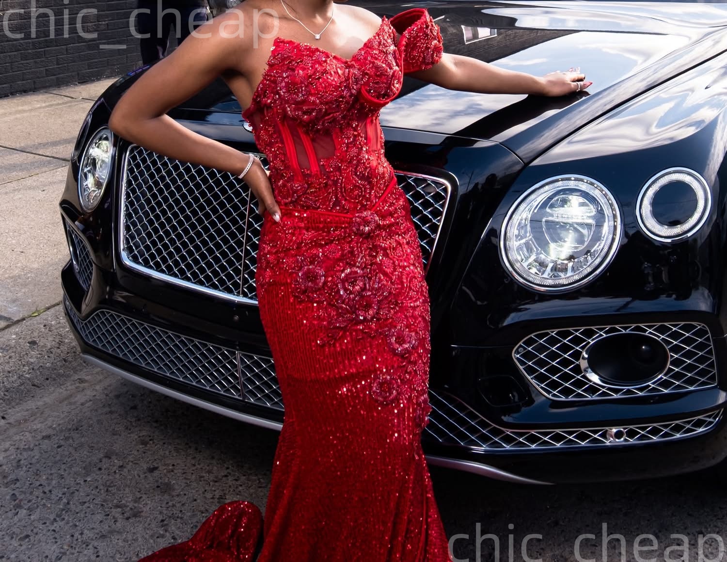 2K26 Red Prom Dress 2026 Mermaid Prom Dress Appliques Beaded Lace Sequined Evening Dresses For Black Women Birthday Party Formal Receiption Gowns Dres