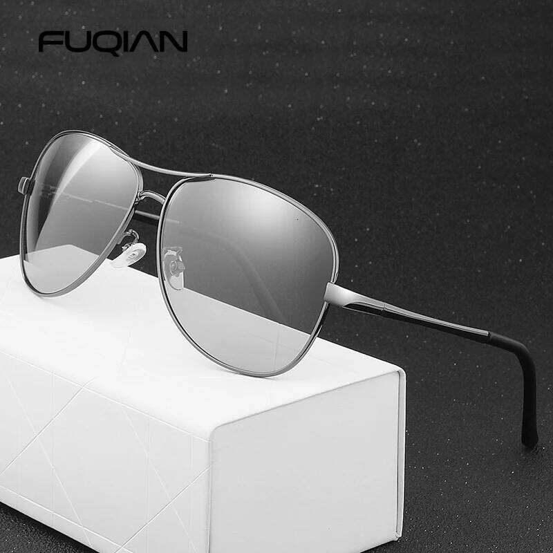 Classic Pilot Photochromic Sunglasses Men Women Fashion Chameleon Polarized Sun Glasses Male Driving Change Color Night Vision Z260306