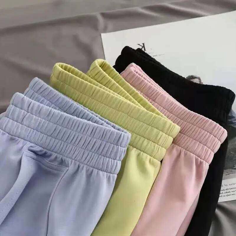 Summer Solid Color Short Wide Leg Shorts Black/Pink/Light Blue/Yellow High Waist Loose Hot Bottoms Sports Pants XJ260306