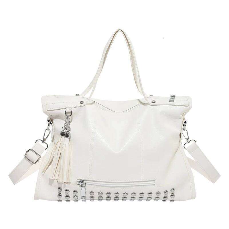Large Capacity Women PU Leather Handbags Tote High Quality Ladies Rivet Shoulder Messenger Bags Casual Female Shopping Bag XJ260306