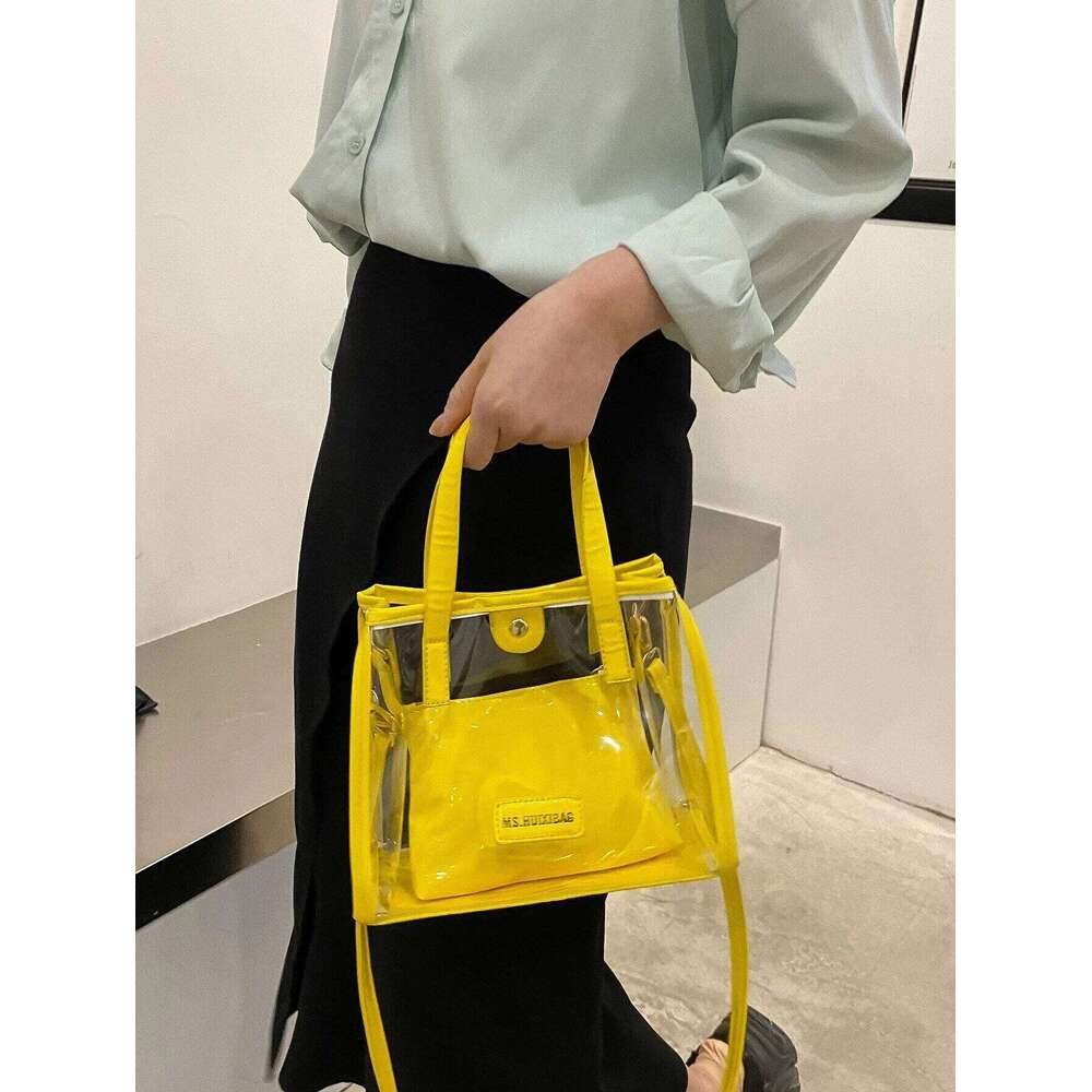 Trendy Stylish Mother-Law Tote For Beach, Waterproof Sandproof Transparent Women's Shoulder Bag XJ260306