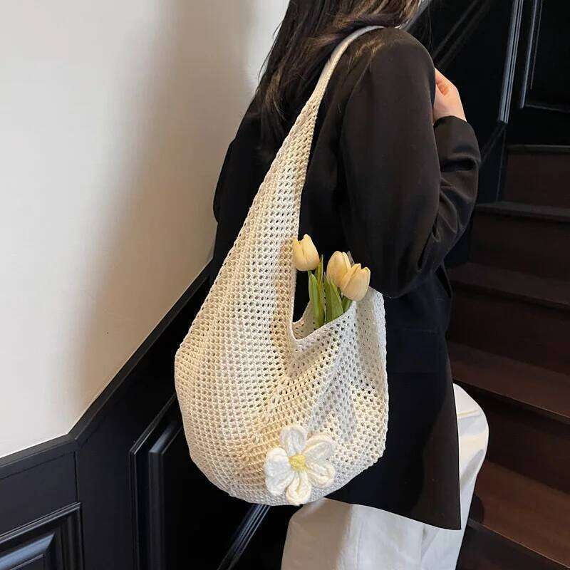 Fashion Out Weave Straw Handbag Bohemian Beach Lazy Style Large Capacity Hollow Tote Bag Vacation XJ260306