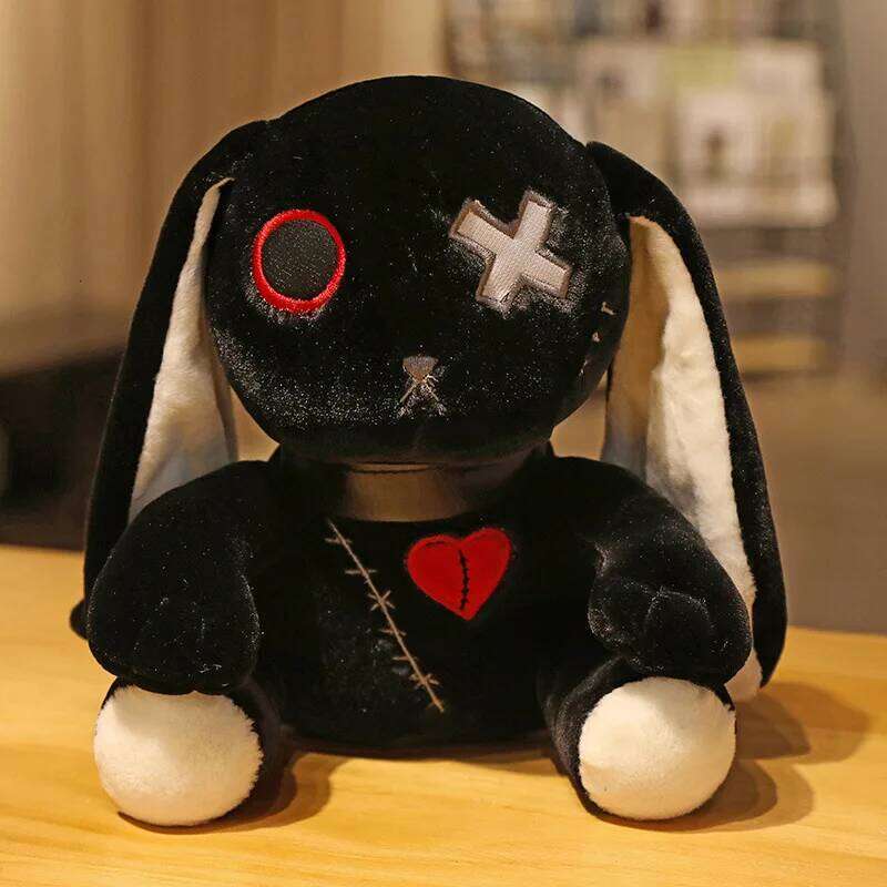 1pc Creepy Goth Plush Crazy Rabbit Plushie Toys, Spooky Gothic Stuffed Animal Cute Horror Dreadful Bunny Doll, For H R260908 - view 4
