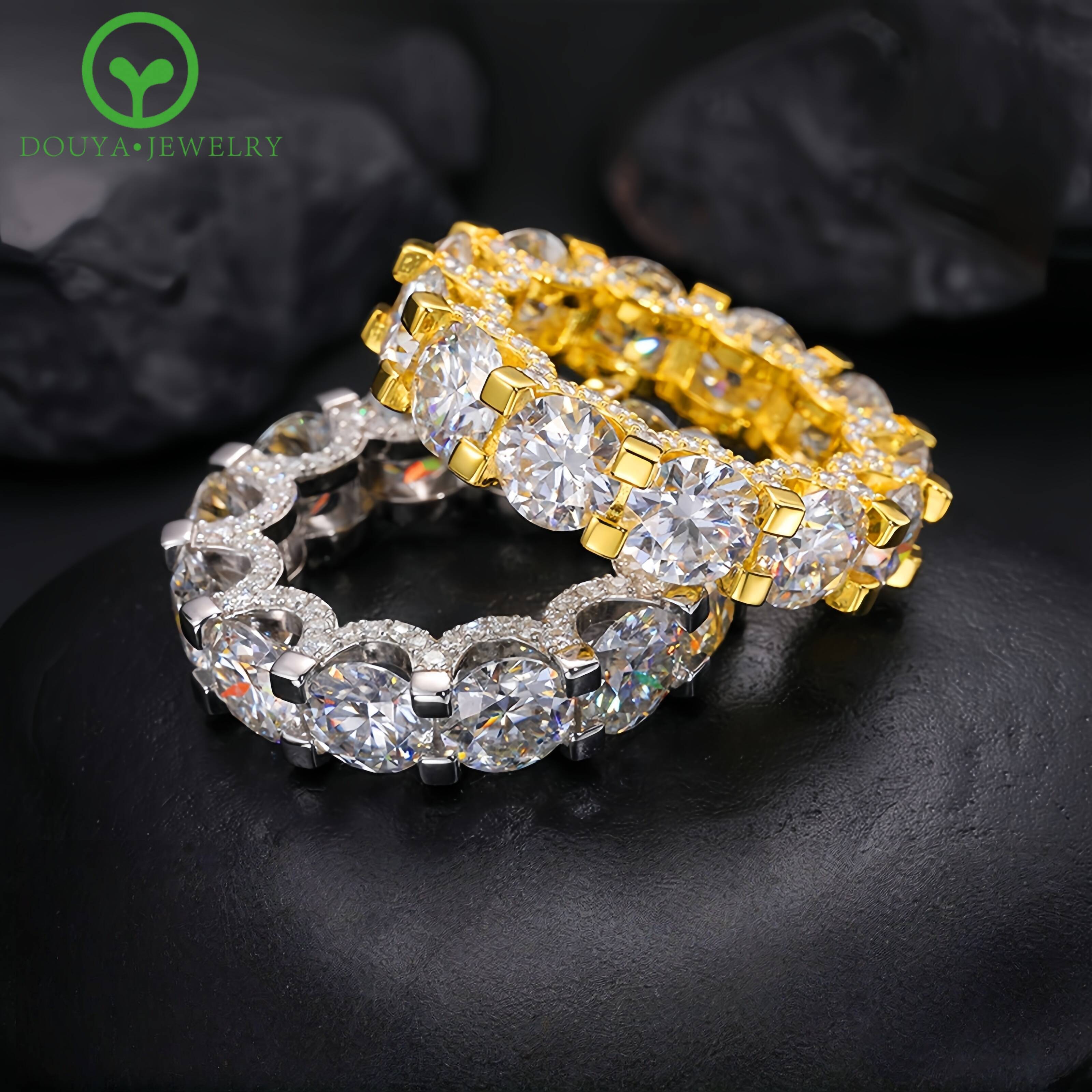 Personalized Touch 2 Carats Moissanite Flanks Full of Diamonds 14k Gold S925 Silver Custom Signet Moissanite Ring