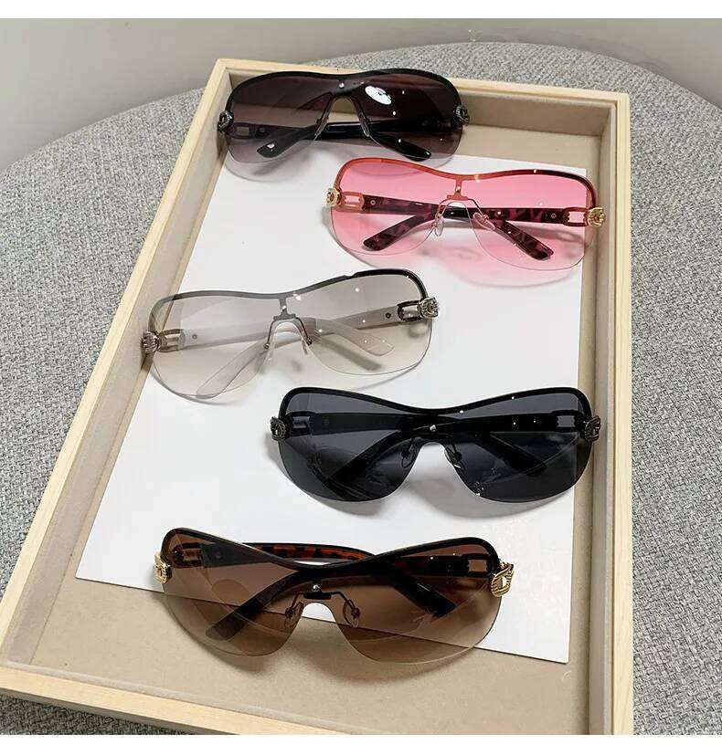 New Y2K Borderless Sunglasses Women's One Body Type Fashion Oval Sun Glasses Summer Trend Lady Eyewear UV400 Oculos De Sol Z260306