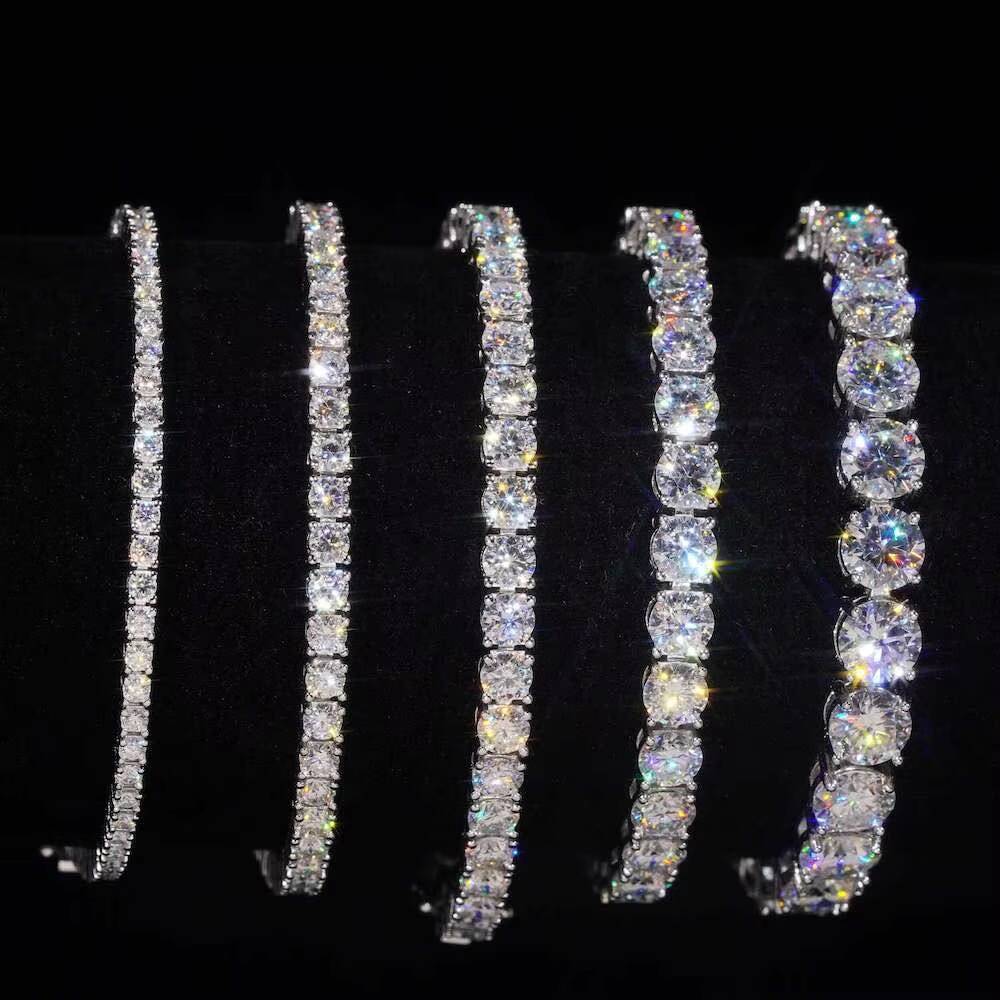Fine Jewelry Men Women Moissanite Tennis Bracelet Hip Hop Iced 925 Silver Gold Plated Chain GRA Certificate