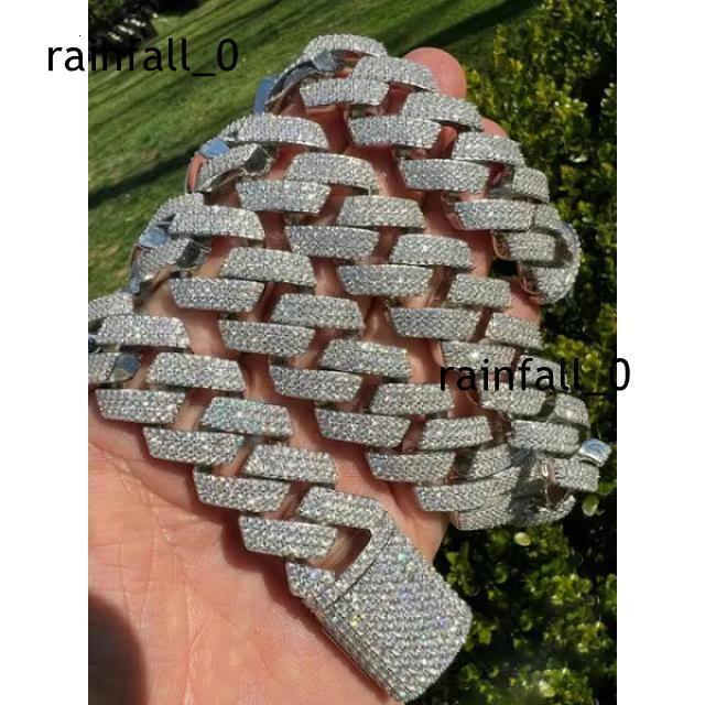 Elegant Polished 925 Sterling Silver Gold Plated Moissanite Diamond Cuban Chain Custom Jewelry Thick Heavy Links Necklace Mens