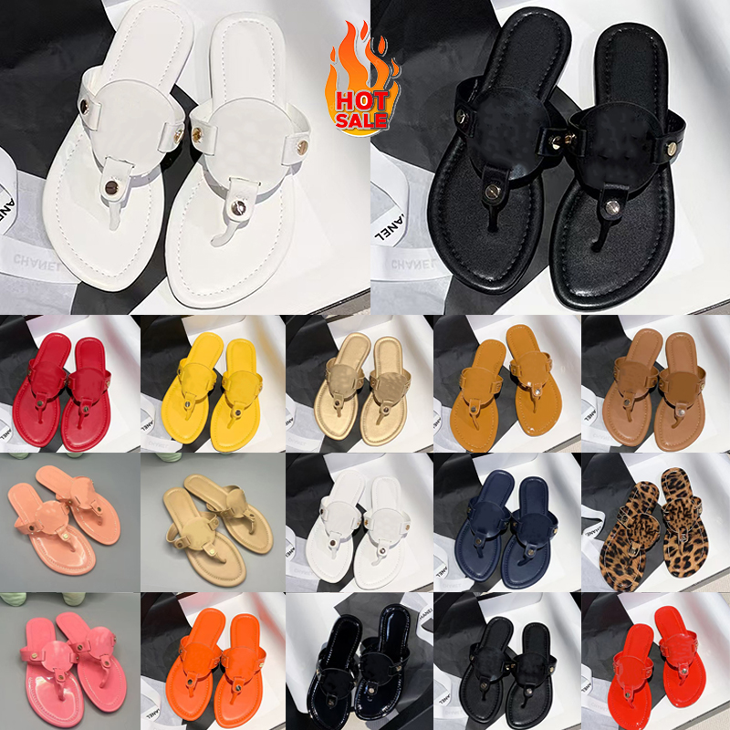 Designer torysburchly Sandals Womens Slides Fashion Summer Beach Casual Sandal luxury burchy Patent Leather Slippers Triple Black pink apricot toryly Sandles