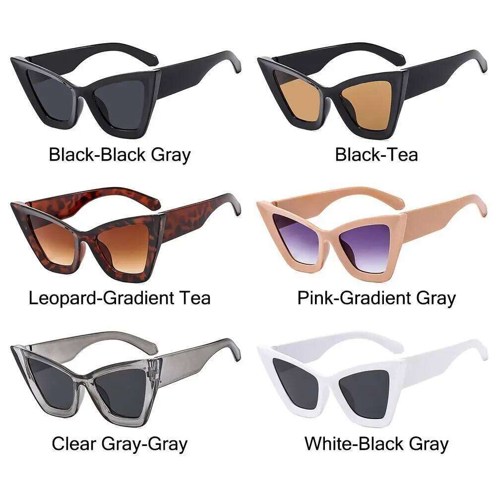 Trendy Oversized Cat Eye Sunglasses UV400 Beach Travel Punk Sun Glasses Black Shades for Women & Men Z260306