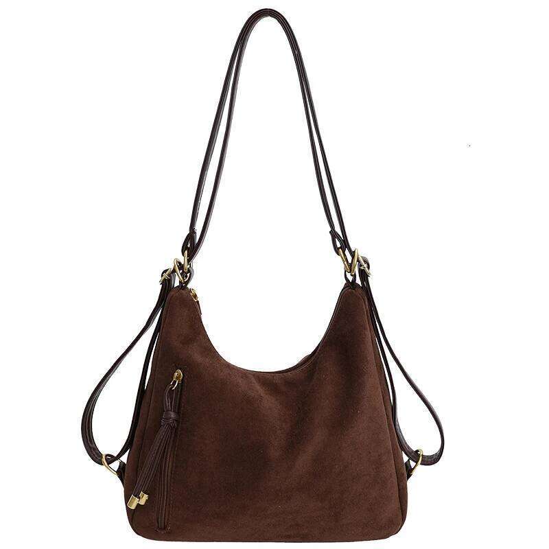 Vintage Tassel Women Shoulder bags soft velvet female hobos Armpit Bags large capacity ladies handbag bolsa brown big totes XJ260306