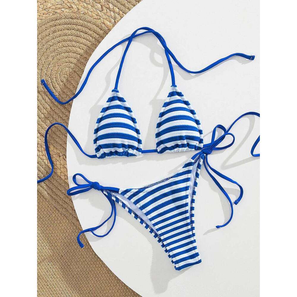 Push-Up Two-Piece Swimsuit 2025 New Triangle Bathing Suit Micro Beachwear Stripe Bikini Set Swimwear Trendy Mciro XJ260206
