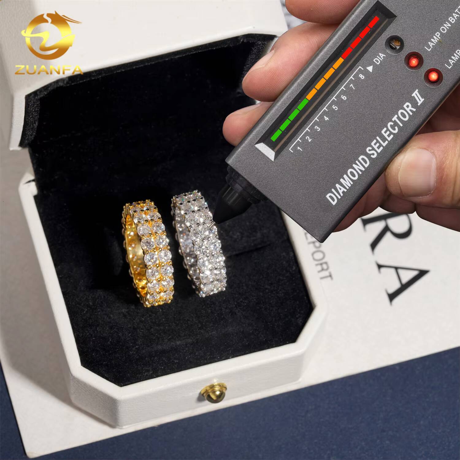 Hot Sale Round 30mm Two Rows Eternity Rings Moissanite Diamond 925 Silver Ring Iced Out Wedding Hip Hop Ring for Men Women