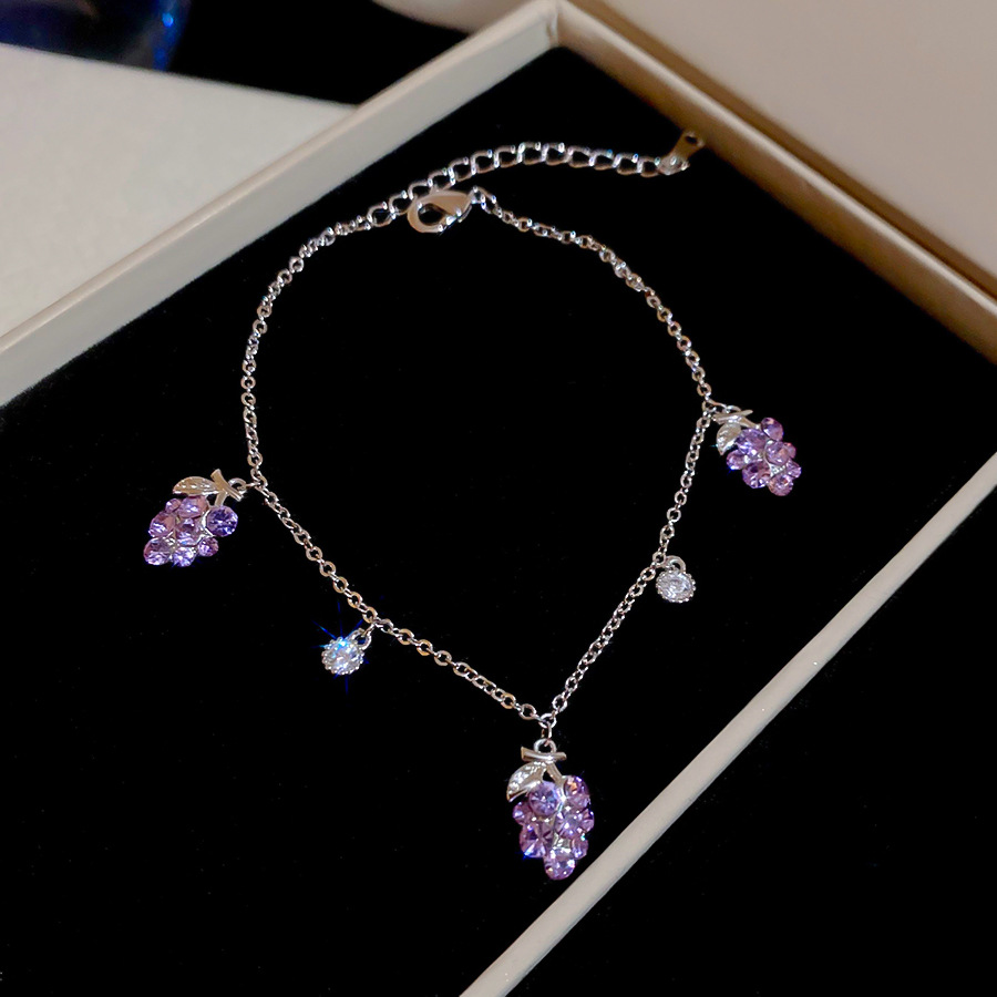 Korean-style diamond-studded grape cherry pendant bracelet exquisite elegant, sweet and luxurious, with a high-end feel Jewelry for women - view 6