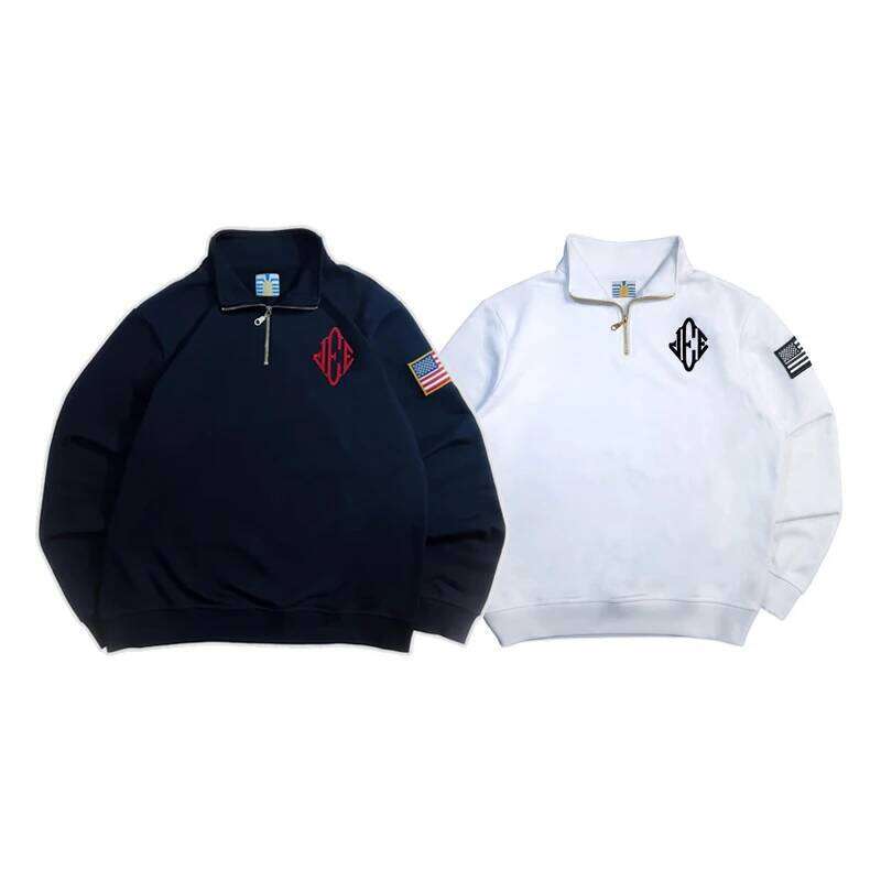 Y2K Retro Zipneck Sweatshirt JEE 3D Embroidery Quarterzip Pullover Hoodie American Trendy Classic Streetwear Men Clothing 26Y0309