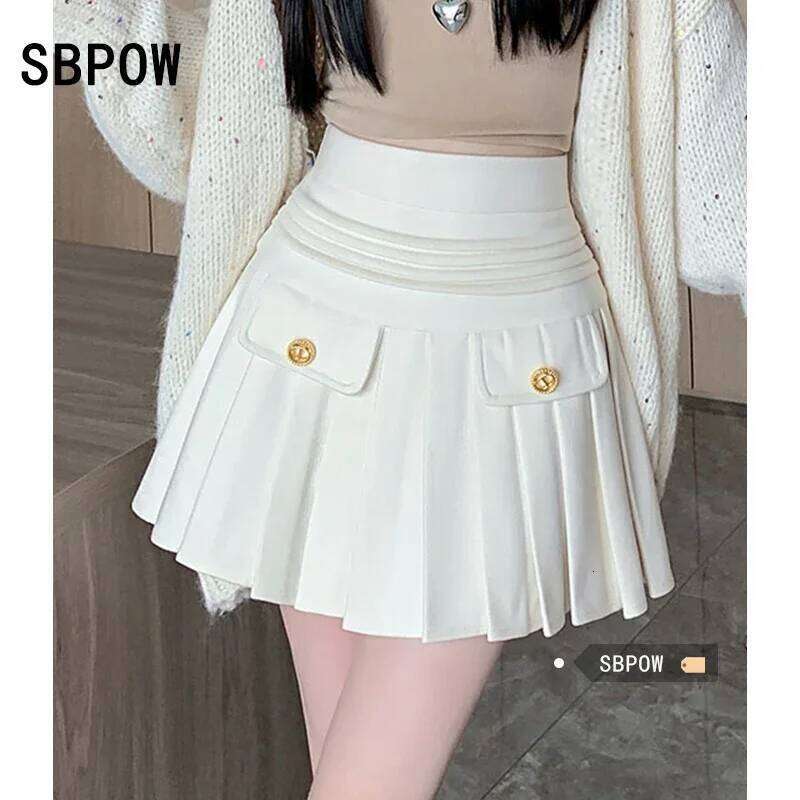 Quality Luxury Women Pleated Skirt Woolen Spring Korea Style Cheerleading Girl A-Line White High Waist Shorts Mini Skirts XJ260309