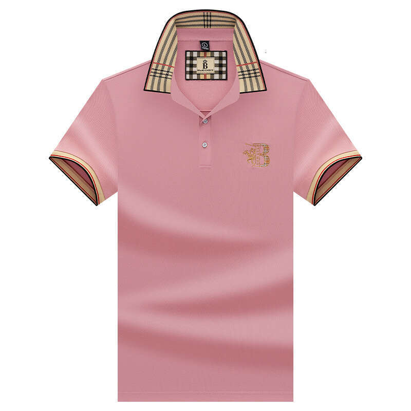 Paul Genuine Brand Mens Summer Turn-Down Collar Dad Clothes Loose Casual Ice Silk Polo Shirt For Men