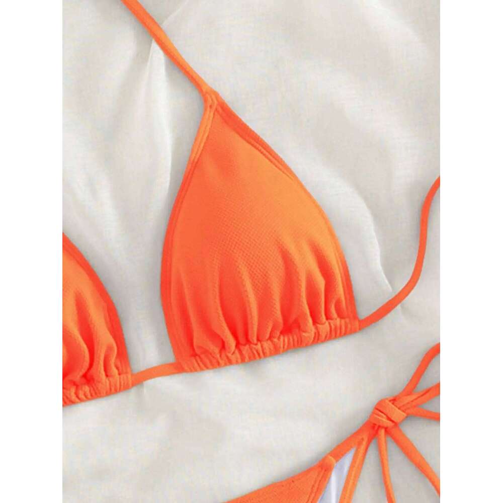 Summer orange split bikini set eye-catching sexy beach suitable for women swimming hot spring XJ260206