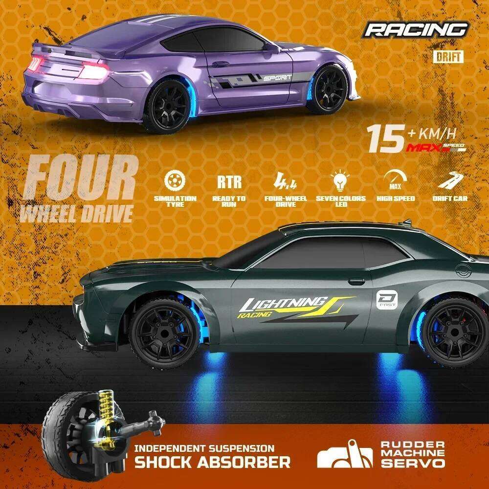1/43 with Gyro Upgraded Ver 2.4G Remote Mini Drift Race Car 4Wd Radio Control Rc Toys Traffic Cones C260306