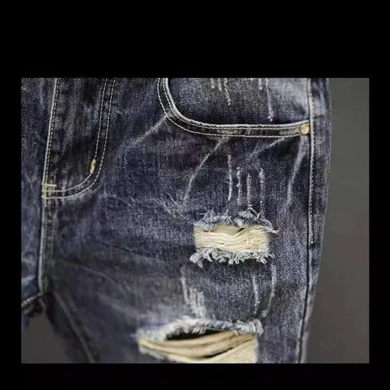 Men's Shorts Vintage Japanese Style Mens Denim Shorts Casual Mid Waist Summer Trendy ed Five Piece Shorts Men's Clothing