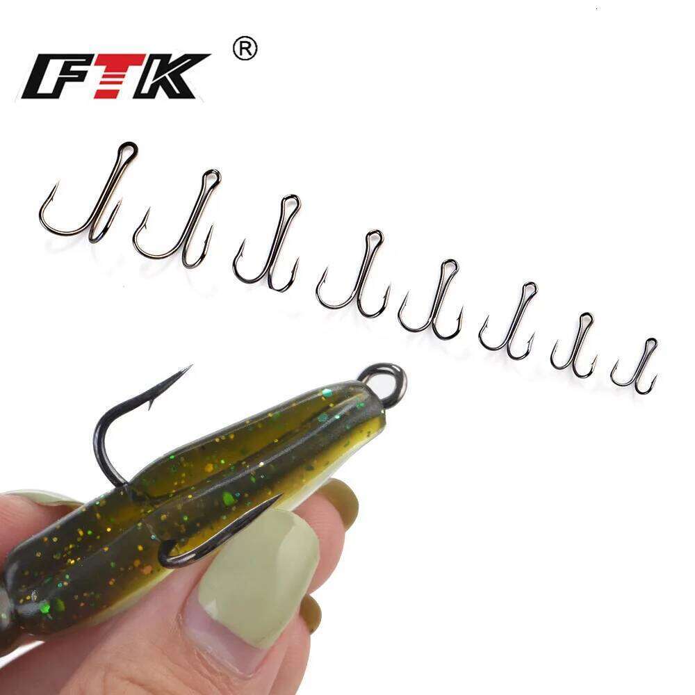 FTK 20pcs/pack Double Fishing Barbed Carp Fishhook For Soft Worm Lure High Carbon Steel Duple Hooks S260305