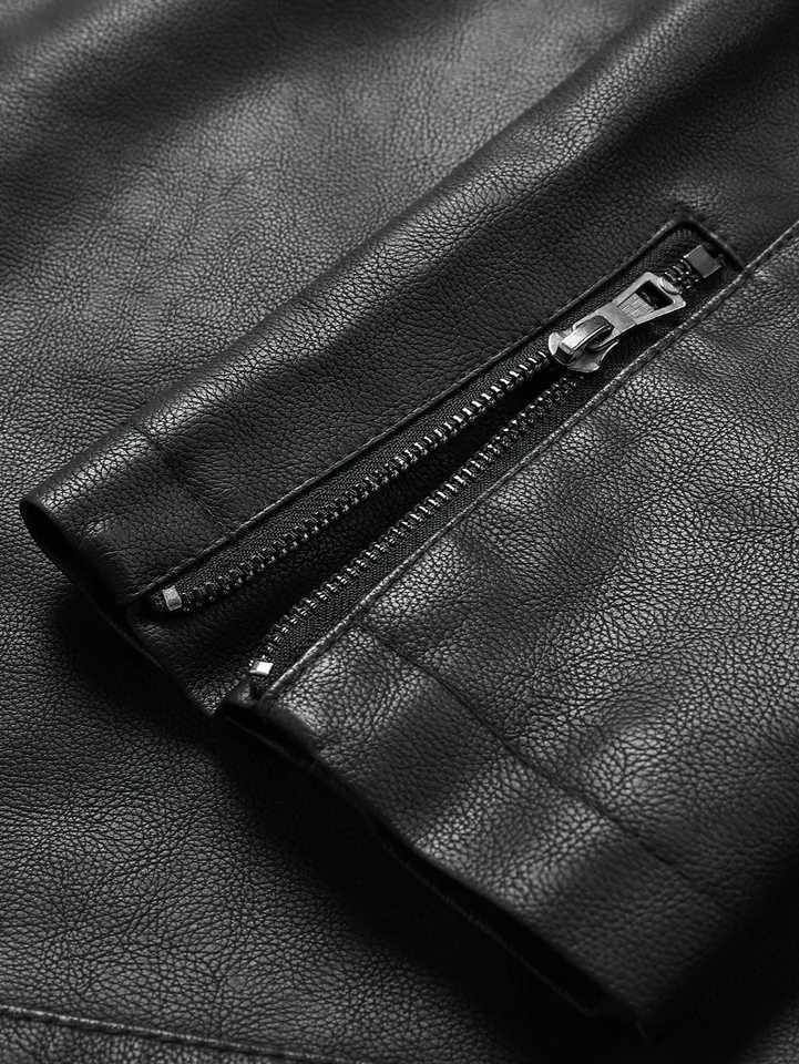 Mens StandUpC ollarL eatherJ acketV intageS tyleW indproofa ndN eckProtectingSu itablefo rOu tdoorLi ghtAc tivitiesLa yeringin Autumnan M260309