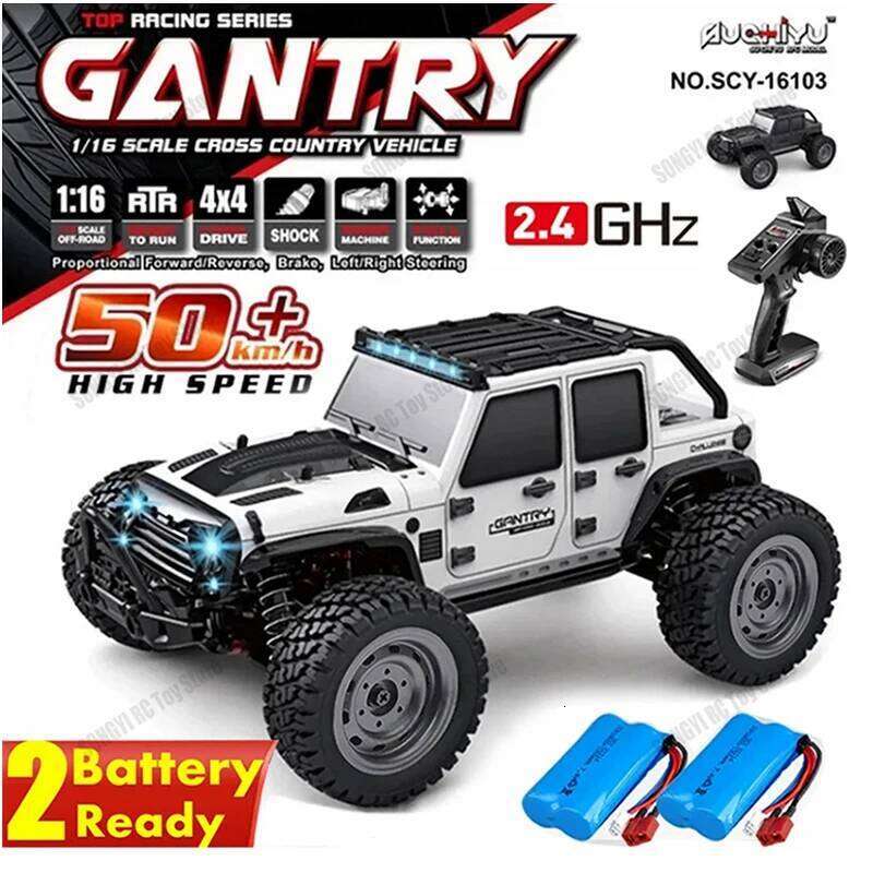 50 or 80KM/H Rc Cars 1/16 Off Drift Road 4WD with LED 2.4G Waterproof Remote Control Monster Truck for Adults and Kids Toy Gift C260306
