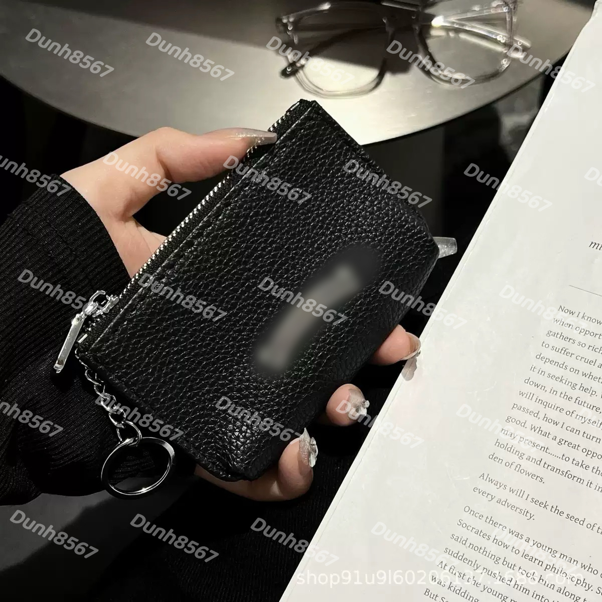 Designer chrome cross-shaped genuine leather small card holder, personalized and trendy men's wallet, women's zipper small wallet