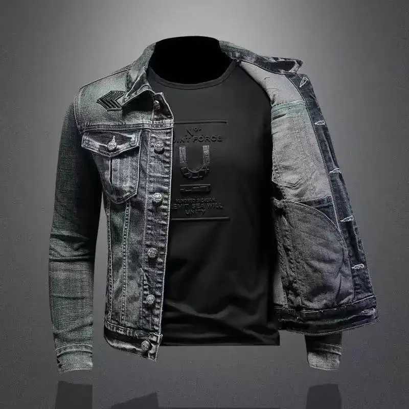 2025 Autumn/Winter New Mens High Street Retro Denim Jacket Cotton Denim Fabric Embroidered Fashion Trend Casual Jacket M260309