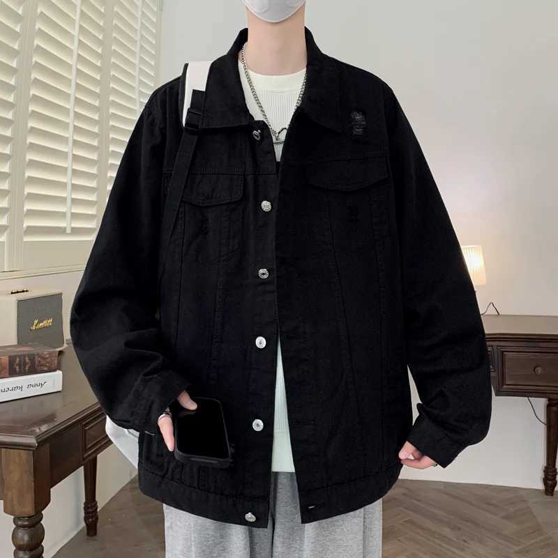 Casual Mens Cotton Denim Jackets 2026 Spring Autumn Loose Jeans Youth Hip Hop Streetwear Solid Denim Coats Cowboy Tops Clothing M260309
