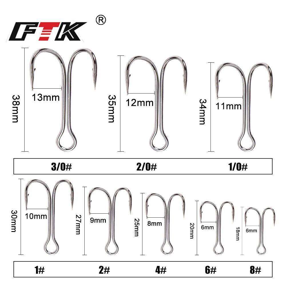 FTK 20pcs/pack Double Fishing Barbed Carp Fishhook For Soft Worm Lure High Carbon Steel Duple Hooks S260305