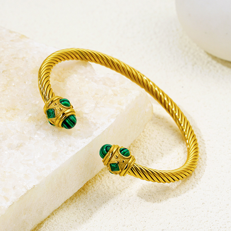 Luxury Brand Designer Jewelry Green Bracelet Diamond Titanium Steel Bracelet Adjustable And Non-fading Steel Wire Bracelet Ins-style