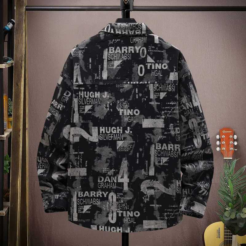 Mens Denim Jacket Long Shirt Fashion Male Jean Coats Sleeves Korean Popular Clothes Lxury Print Vintage Cowboy Coat M260309