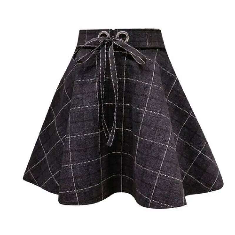 Waist Plaid Vintage Short Skirt Women Autumn Now Korean All-match Harajuku Fashion Elastic High Street Office Lady Skirts XJ260309
