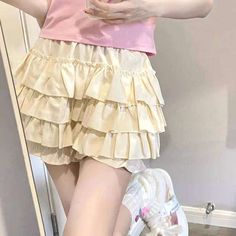 Gidyq High Waist Women Mini Summer Korean Fashion Ruffle Ball Gowns Skirts Casual Female All Match Cute A Lien Skirt New XJ260309