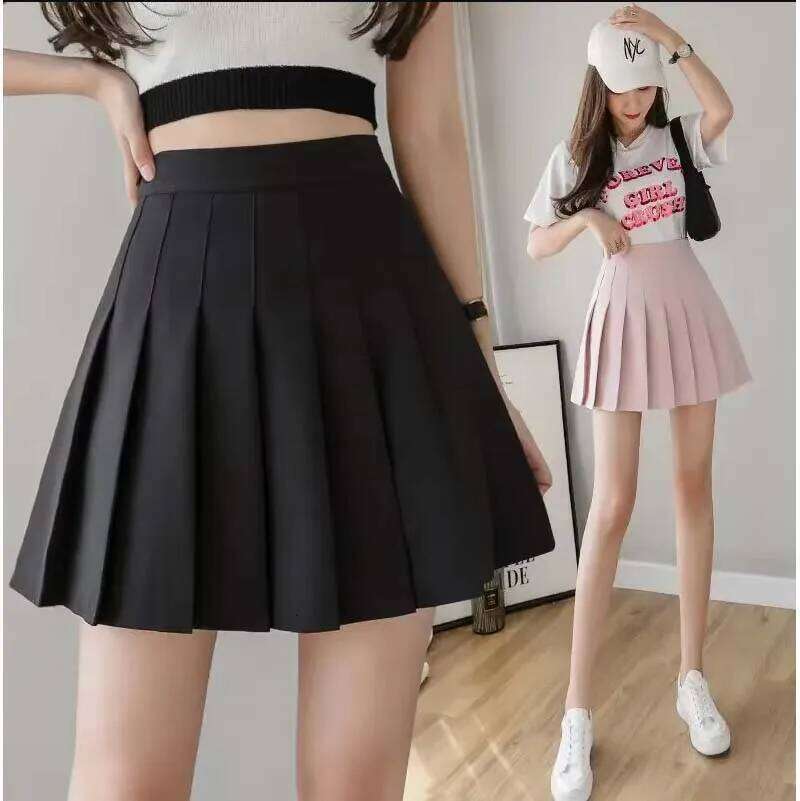Pleated women's short autumn/winter 2025 new high waist slimming A-line plus size college skirt XJ260309