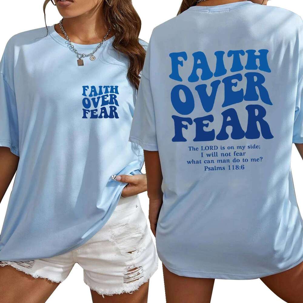 Faith Over Fear Shirt 2025 Christian Oversized Shirts Religious Bible Verse Long Sleeve Jesus T-Shirt body my choice XJ260306