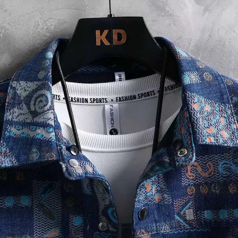 Autumn and Spring New Fashion Trend Printed American Vintage Denim Jacket Mens Casual Loose Sports High-grade Outerwear M-3XL M260309