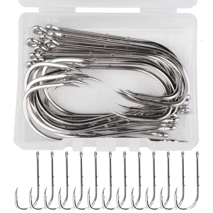 20pcs / Box Barbed Big Hooks 1/0#-6/0# Sea Worm Carp Single Circle Hook Set Fly Fishing Accessories Tackle Fishhook S260305