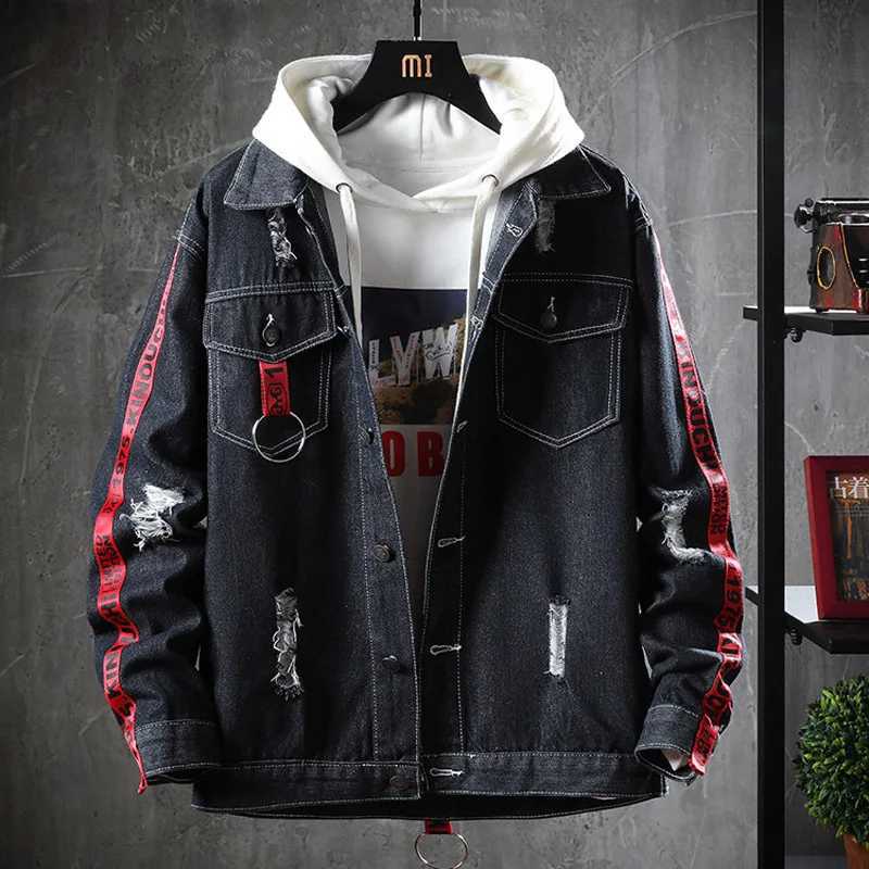 Denim Coat Mens Trendy Students Handsome 2021 New Spring and Autumn Korean Embroidery Street Hip Hop Denim Jacket Clothes M260309