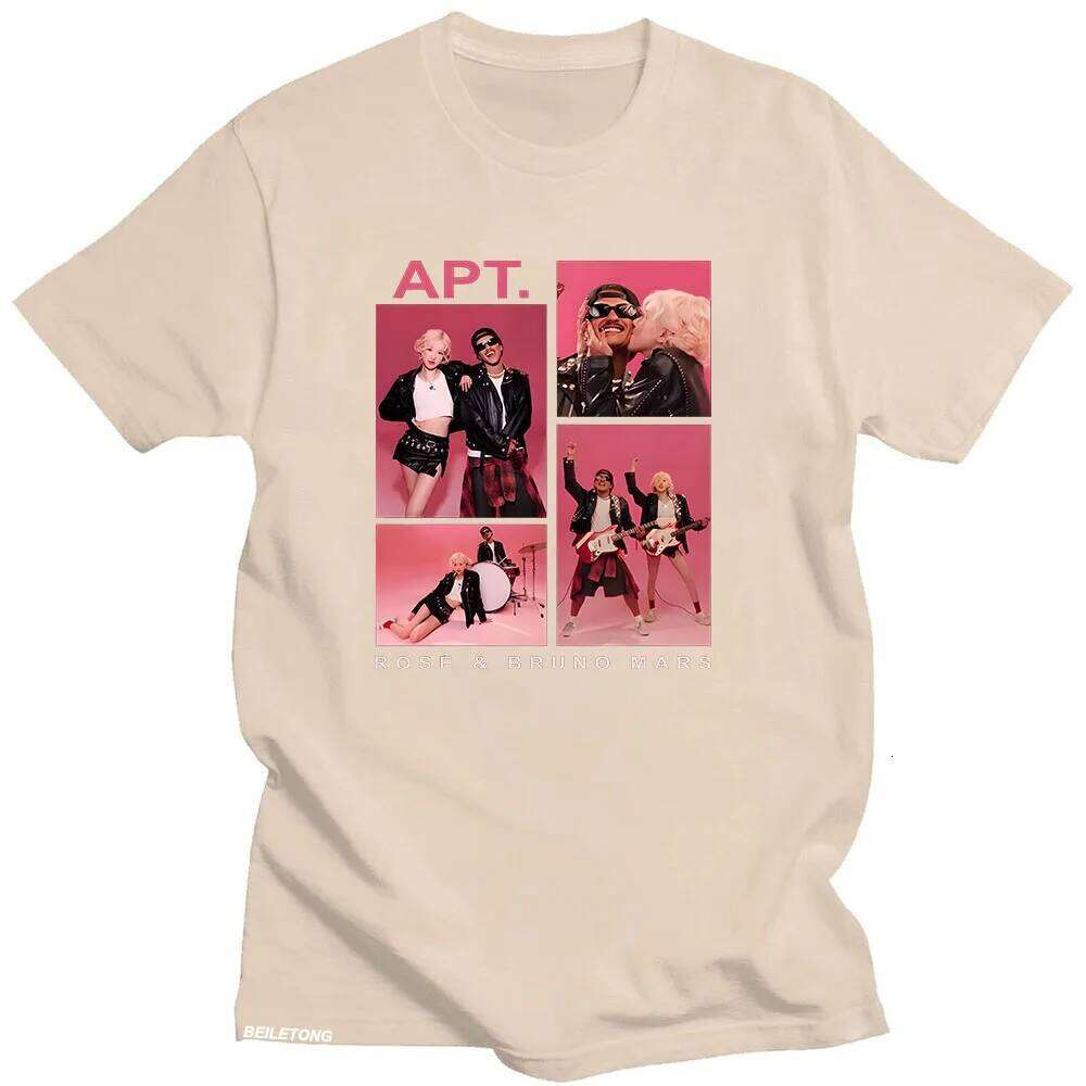 APT ROSE & Bruno Mars T-Shirt Unisex Couple Harajuku Aesthetic Tee-shirt Short Sleeve Round Neck Tshirt Camisetas Punk Clothing XJ260306