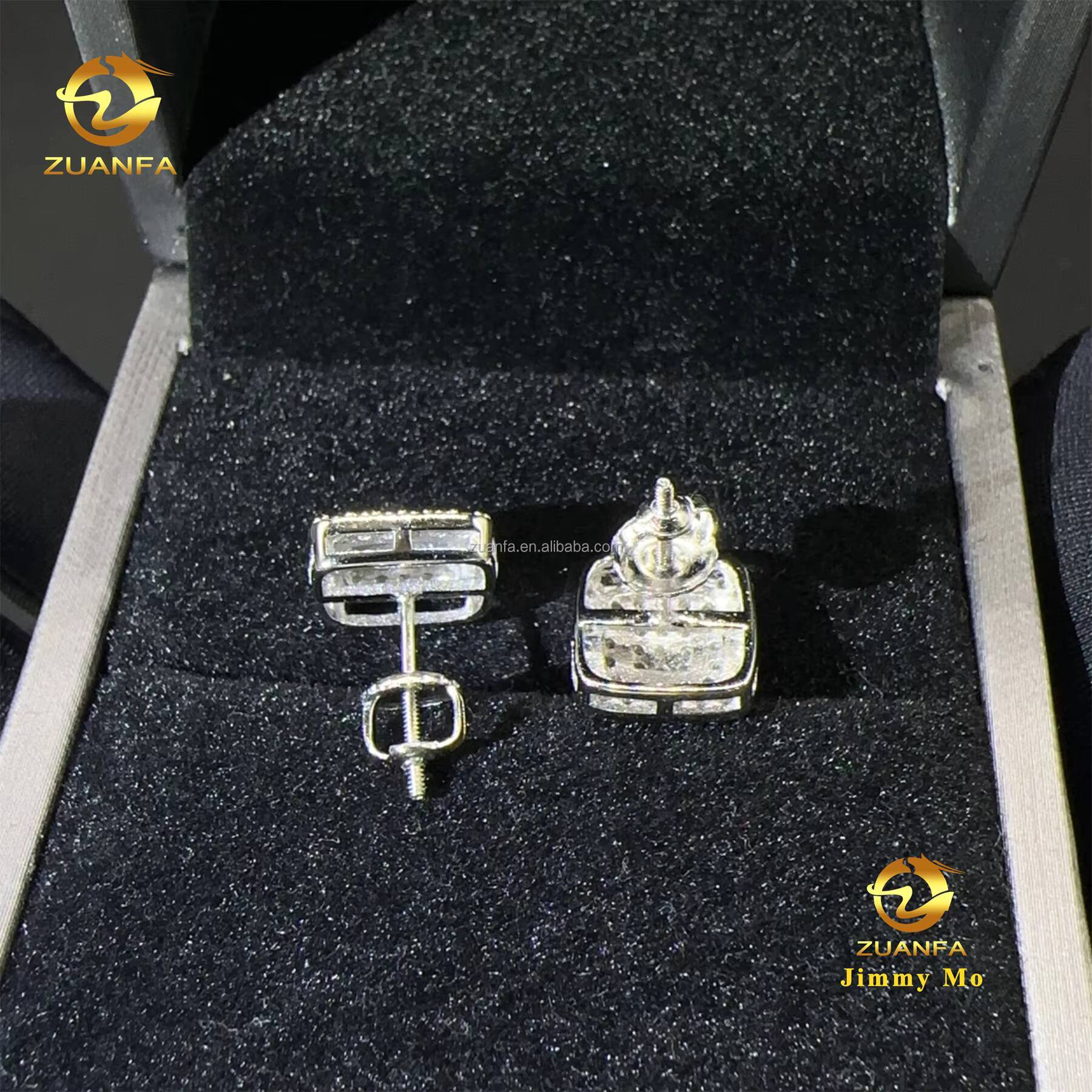 Drop Shipping Popular Pass Diamond Tester Unisex Iced Out Hip Hop 925 Sterling Silver Vvs1 Moissanite Diamond Stud Earrings Men