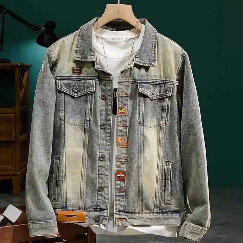 New Spring And Autumn Korean MenS Denim Jacket Vintage Denim Jacket With Multiple Pockets Handsome Lapel Loose Jacket M260309