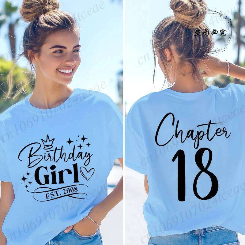 Est. 2008 Women's T-shirts Funny Gifts for Girls Tees Chapter 18 18th Birthday Girl Graphic Tops Female Clothing XJ260306