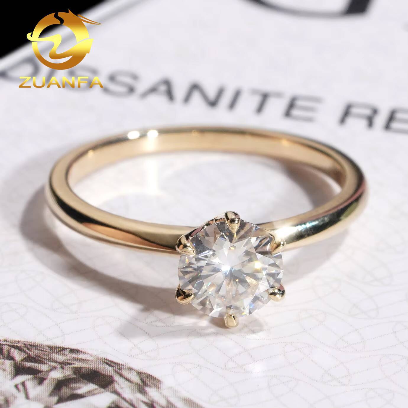 Classic 6 Prong 1 Ct Round Cut 10K Solid Gold Solitaire Ring Moissanite Diamond Engagement for Men and Women